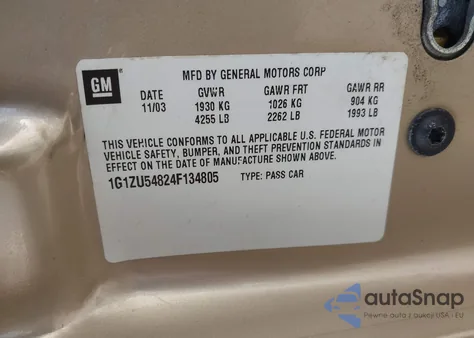 2004 Chevrolet Malibu Lt z USA, uszkodzony, nr VIN 1G1ZU54824F134805